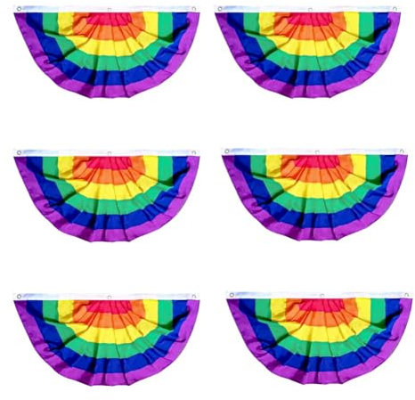 Deger 6 Stück Pride Plissee-Fächerflagge, Regenbogen-Wimpelkette, 1,5 X 3 Fuß, Banner, Gay-Dekorationen, Partyzubehör, LGBTQ, Stolze Wanddekoration, B, Langlebig, Radius 45 cm