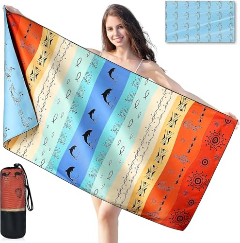 joyoldelf Toalla Playa Grande De Microfibra, 180x90 cm Toalla De Playa Sin Arena, Toallas Playa XXL De Secado RáPido Ultraligera PortáTil, Adecuado para Piscina, Camping, Viaje (Colorido Desierto)