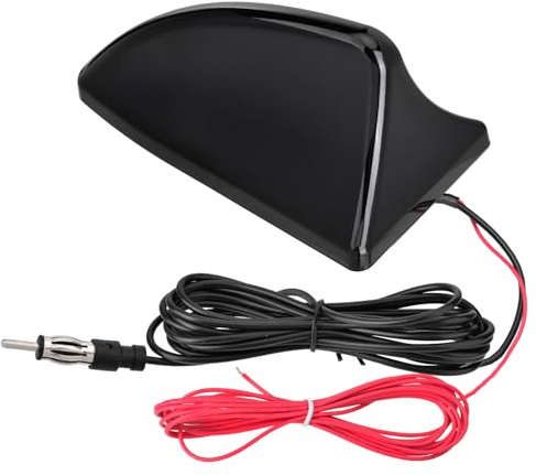 Eightwood Shark Fin Amplified Car Radio Antenna, Universal Roof Mount FM AM Antenna with 12V Power Wire for Vehicle Car Truck SUV Stereo Radio Receiver Media Head Unit