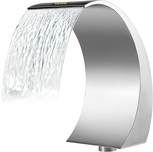 VEVOR Fuente de Cascada para Piscina Fuente de Acero Inoxidable 40 x 20 x 3,81 cm Fuentes de Piscina Plateadas para Piscinas de Tierra Jardín Cascadas al Aire Libre Característica de Agua de Esta
