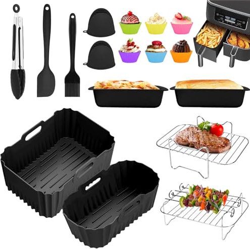 Heißluftfritteuse Zubehör,21PCS Airfryer Zubehör für Philips Dual Basket Airfryer 3000-serie 6L/3L NA350/00 NA550/00,Silikonform Heißluftfritteuse für Philips Airfryer 5000 serie 9L