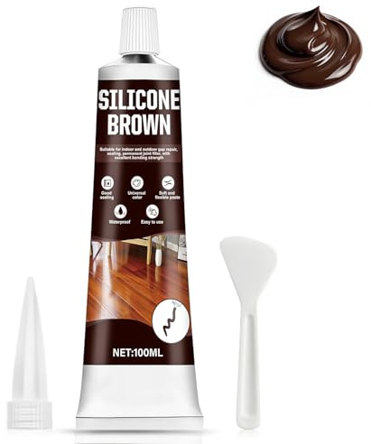 AllisWay Silicone Marrone per Legno, Silicone Esterno per Infiltrazioni, silicone Marrone, Alte Temperature Impermeabile e Resistente Ai Raggi Uv per Giunti e Crepe, Davanzali, Porte, 100ml