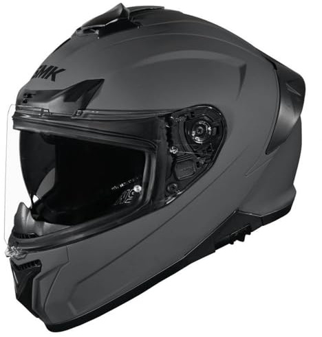 SMK Typhoon Gris Cement Mate, Casco de Moto Integral con Visor Solar Interior, Unisex Helmets Hombre y Mujer, Homologado 22.06 (M)