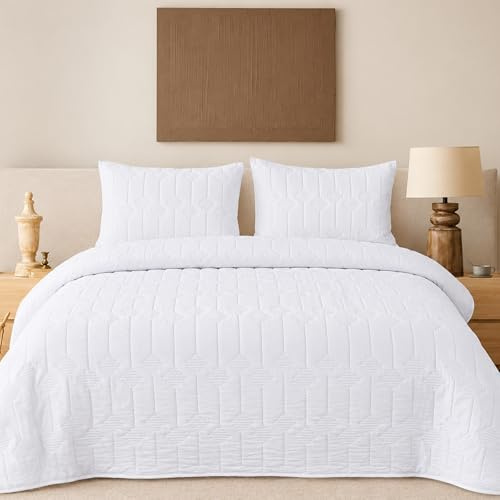 Colcha Boutí Bordada Cama 135 (235x260) para Verano y Entretiempo - 100% Microfibra Suave – Cubrecama Moderno Multiusos Ligero y Transpirable - Incluye 2 Fundas de Almohada 70x50 cm (Palermo)