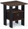 Furinno Andrey Beistelltisch Nachttisch mit Schublade, Columbia Walnuss/Dunkelbraun