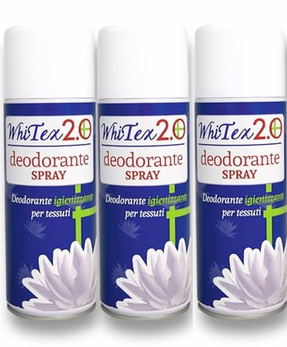 RAMPI Tris Deo Whitex 2.0 Spray Igienizzante Deodorante Ambiente Tessuti Assorbiodori Profumatori Armadio E Cassetti Elimina Odori Profumatore Auto Vestiti 3x400ml