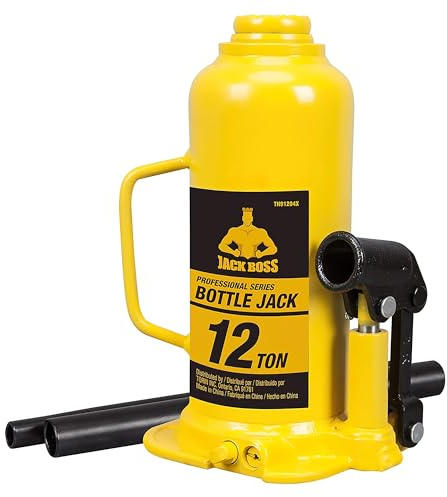 Torin Hydraulic Welded Bottle Jack 12 Ton, Portable Car Jack, 24,000 LBs Capacity with Pump Handle for Cars, Suv, Yellow