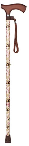 Bastone da Passeggio Telescopico per Anziani con Manico in Legno - con Puntale Antiscivolo e Laccetto in Nylon - Regolabile in Altezza da 76 a 99 cm - Motivo Fantasia Elegante e Floreale per Donna
