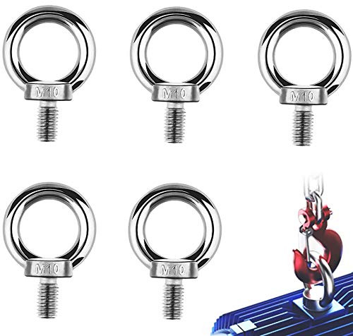 5 Pièces cersaty® M10 Vis à Anneau 304 Acier Inoxydable Levage Boulon à œIl Pour DIY（Argent）