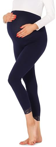 Be Mammy Leggings Premaman 7/8 in Viscosa BE20-262 (Blu Marino, L)