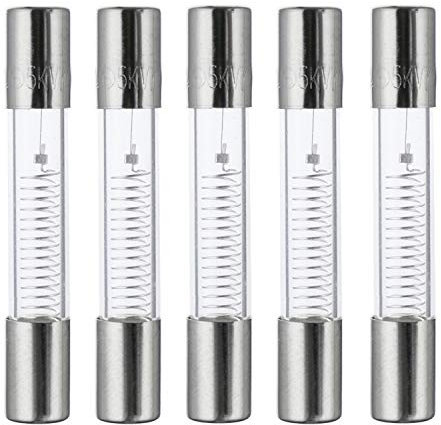 BOJACK 650 mA 5 KV 6 x 40 mm Fusibles de protección de horno de microondas de alto voltaje de soplado rápido 0.24 x 1.6 pulgadas 0.65 amp 5.000 voltios Fusible de tubo de vidrio (paquete de 5 piezas)