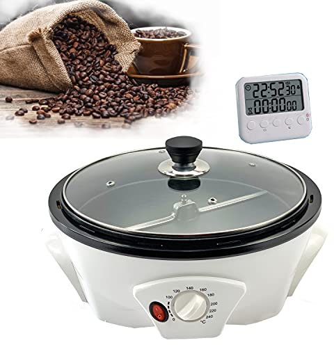 GIVEROO Torréfacteur à grains de café 500 g avec minuterie, torréfacteur électrique de 0 à 240 ℃ anti-adhésif, pour café, magasin, usage domestique, 110 V