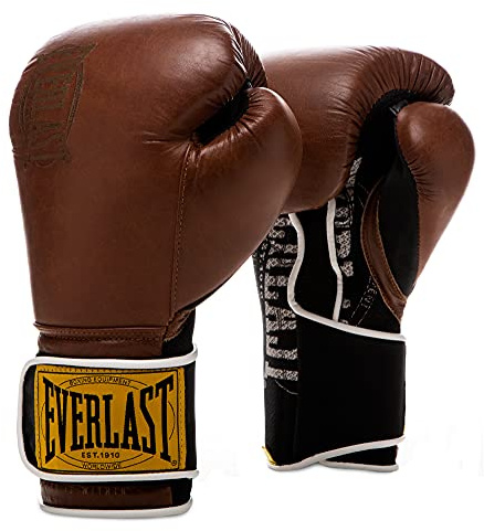 Everlast 1910 boxningshandskar | Avancerade handskar för män och kvinnor | Krok och ögla med trippellagers skum och handledsstöd för skadeförebyggande | tung väska och Speedbag-träning