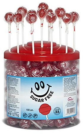 Caramelos Cerdán - Caramelo con Palo sin Azúcar Sabor Cereza | Tarro de 150 Unidades | Chupachup sin Gluten ni Alérgenos | Ideal para San Valentín y Cumpleaños