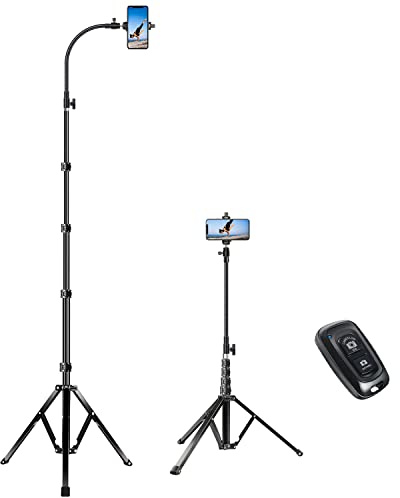 Elitehood 81 Tall Flexible Tripod Stand for iPhone with 17in Adjustable Gooseneck with Remote Compatible with iPhone 13 Pro Max / 13 Pro / 12 Pro Max, Android Phone