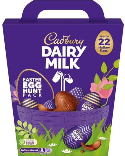 Cadbury Dairy Milk Chocolate Easter Egg Hunt Pack, Includes Approximately 22 Hollow Eggs, 317 g (Pack of 1)