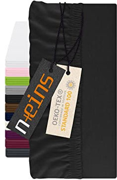 npluseins Spannbettlaken für Topper - Spannbetttuch aus 100% Baumwolle 1598.2327, ca. 120 x 200 cm, schwarz