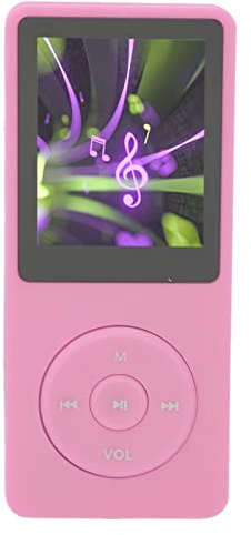 Elprico MP3-spelare med FM-radio och Röstinspelare, 8 GB MP4-spelare Stöd Upp Till 64 GB, 30 Timmars Uppspelning Multifunktions Sport MP3-musikspelare för Sport, Löpning (Rosa)
