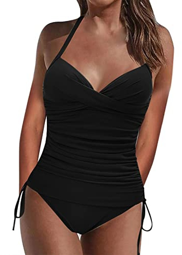 Ensemble Maillot de Bain Tankini 2 Pièces Tanga Taille Haute Sexy Creux Chic Grande Taille Gainant Imprimé Fleur Haut Et Bas Plage Océan Sport Natation Piscine