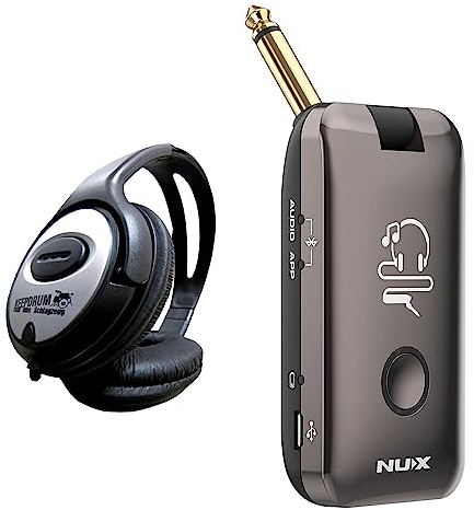Nux MP-2 Mighty Plug Wireless Amplifier and Effect Simulation for Guitar and Bass + Keepdrum Headphones