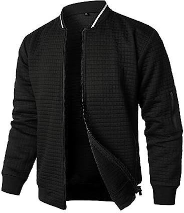 HOOD CREW Men’s Zip Up Lightweight Bomber Jacket Casual Windbreaker Sport Varsity Jacket