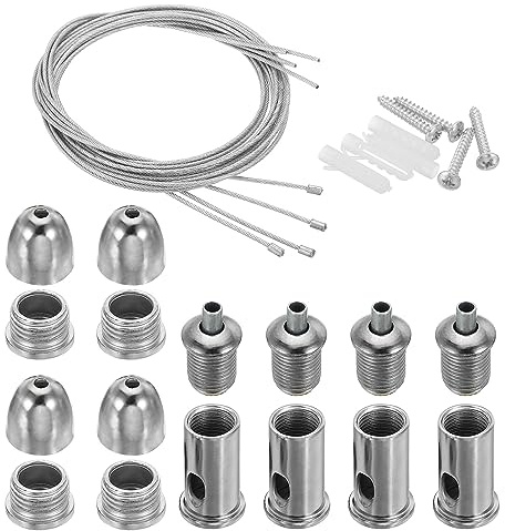 PATIKIL Ceiling Hanging Wire Cable Kit, 4 Set Lights Panel Steel Hanging Chains Adjustable Rope Clamp for Ceiling LED Pendant Light Aquarium Lights