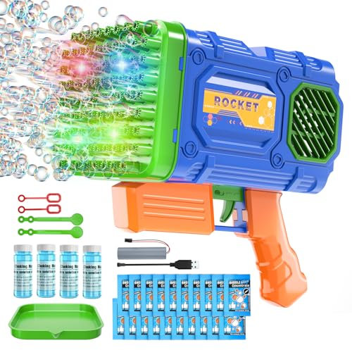 86 Löcher Bubble Machin Gun, 2024 Upgrade Fan 86 Löcher Bubble Gun Gebläse für Jungen Mädchen Automatischer Bubble Maker Outdoor Gartenspielzeug Weihnachten Geburtstag Geschenke für Vorschule Baby