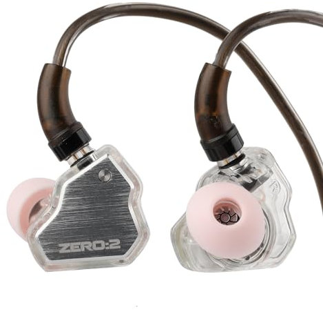 Linsoul 7Hz x Crinacle Zero:2, In Ear Monitor, IEM con Controlador Dinámico Actualizado de 10mm, Auriculares con Cable, Audífonos para Videojuegos, con Cable OFC para Músicos(Sin Mic, Plata)