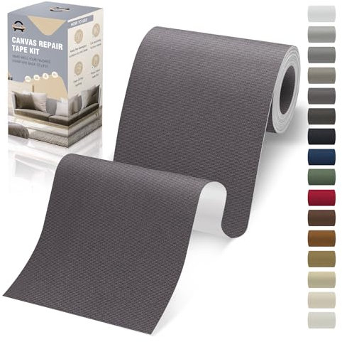 Stoff Patch, 10x200 cm Stoff Aufkleber, Leinwand Aufkleber Wasserdicht Patch für Sofa Vorhang Möbel Autositz Liegestuhl Dunkelgrau