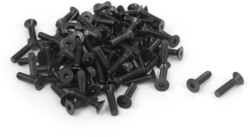 TA-VIGOR 100Pcs Hex Socket Countersunk Head Screw Bolts, M3 x 12mm Alloy Steel Flat Head Socket Cap Screws Bolts Fasteners for Bicycle Motorcycle Repair, Machinery, Household Appliances, Black