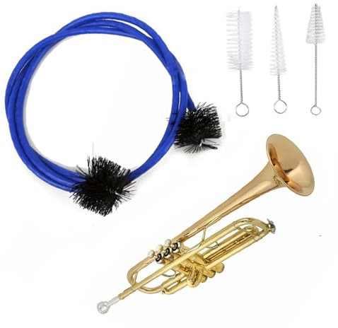 Trompete Reinigung Pflege Kit,4pcs Trompete Mundstück Bürste,Reinigungsbürsten für Blechblasinstrumente,Ventil Pinsel Flexible Bürste,Mundstückbürste Ventilbürste Musikinstrument Pflege Bürsten