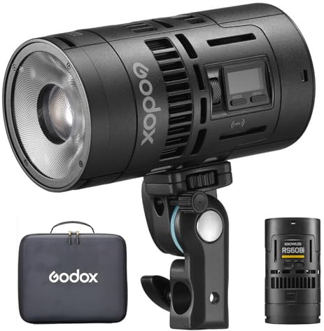 Godox RS60Bi Bi-Color LED Video Light, with CCT 2800-6500K, 11 Lighting Effects, HSI & High CRI 97+ TLCI 98+, Supports DMX/APP Control and Multiple Power Solutions