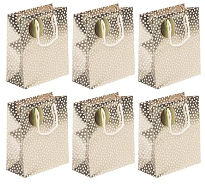 Clairefontaine - 202112-3Cpack - Un lot de 6 sacs cadeaux enfants - Formats moyens 21,5x10,2x25,3cm - Etoiles - Qualité supérieure, résistant : 210g - idéal pour : livre, jeux, petits coffrets