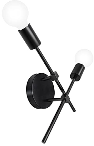LAKONEI Negro Apliques de Pared de Metal Ajustable 360° Luz de Pared, Retro Lámpara de Pared, Interior Industriales E27 Luz de Apliques para Dormitorio Estudio Pasillo Loft Iluminación(Sin Bombilla)