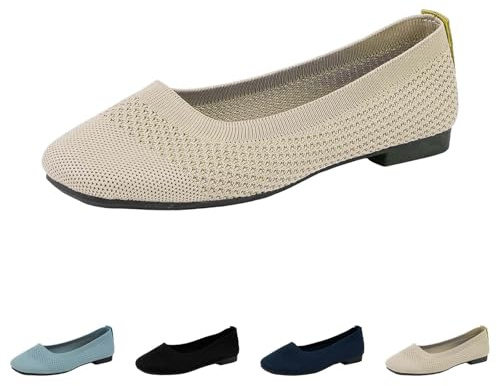 Ballerina skor dam platta – klädskor stickade balerinaskor slip-on flats skor eleganta och bekväma damskor breda H båtskor sportiga balerinaskor lätta sommarskor tofflor