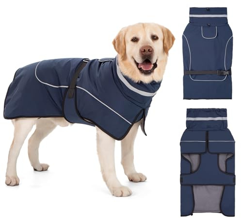 Axcimond Waterproof Dog Coat Winter Jacket Warm Dogs Coats with Collar Fleece Coats Waterproof Reflective Hiking Coat Adjustable Dog Raincoat Winter Jacket for Small Medium Large Dogs