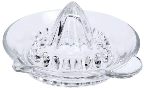 GEEZY Glass Citrus Juicer - Manual Hand Press, Durable Non-Reactive Glass, Built-In Sieve & Pour Spout, Dishwasher Safe - Great for Lemons, Limes, Oranges, Grapefruits, Outdoor & Home Use