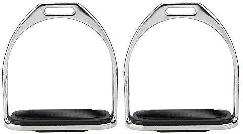 Occupiedpet Plated Iron Stirrups, Equestrian Riding Stirrups with Black Rubber Mat, 880g Pair nickeling Plated Horse Equipment for Adult Riders