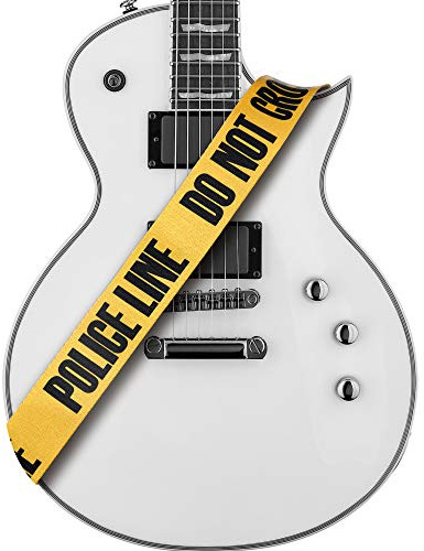 Amumu Sublimation Imprimé Sangle de guitare classique Do Not Cross Police Line 2 en Large pour guitare acoustique/électrique, guitare basse (Jaune)