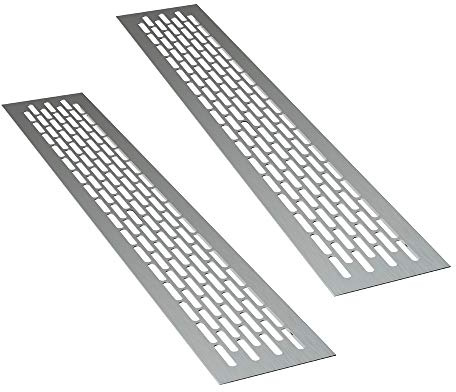 sossai® Aluminium Lüftungsgitter - Alucratis (2 Stück) | Rechteckig - Maße: 48 x 8 cm | Farbe: Aluminium | eloxiert