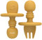 OLGS Silikon Besteck Kinderbesteck 2er Set | Esslernbesteck, Babybesteck, Babylöffel, Baby Gabel Löffel Esslernlöffel BPA-frei Mustard | Lernlöffel Babygabel Kindergeschirr Fütterungslöffel für Kinder