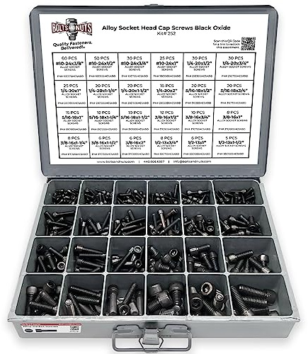 Inch Alloy Allen Socket Head Cap Screws Bolts Coarse Thread Black Oxide Assortment - 453 PCS