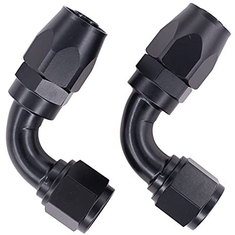 HouYeen AN10 Hose Fitting Adapter 90 Degree AN-10 Connector Aluminum Alloy Black Pack of 2