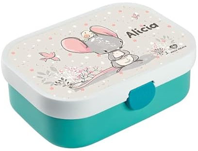 wolga-kreativ Personalisierte Mepal Campus Kinder Mädchen Junge Vesperdose Maus Lunchbox mit Fächern und Unterteilung, Butterbrotdose für Schule und Kindergarten, Geschenk zur Einschulung