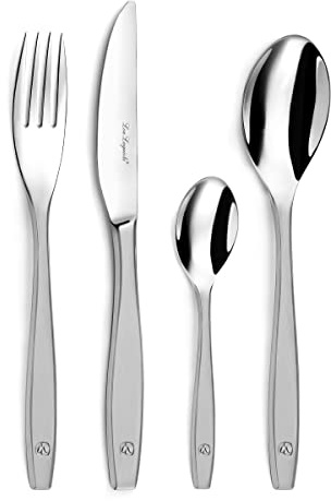 LOU LAGUIOLE - Ménagère 24 couverts de table pour 6 personnes - Figure - Acier inoxydable 18/0, Finition Satinée