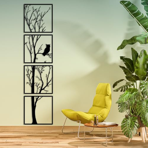 Luccyle Large Metal Branch Wall Decoration,Tree Metal Wall Art 4 Pieces Set,Tree Wall Art Decor for Home Garden Living Room Decorations (15.7in×63in)