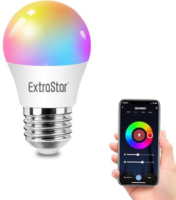 EXTRASTAR Lampadina Alexa E27 Wifi,2700k-6500k,Lampadine LED Intelligence RGBCW 4.9W Wifi, Compatibile con Alexa e Google Home, 1 Pcs