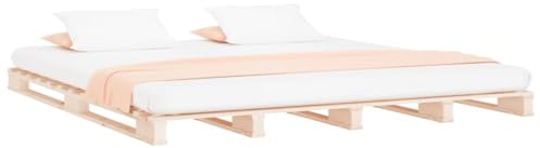 vidaXL Pallet Bed, Bed Frame for Double, Bed Base for Bedroom Dorm, Matress Foundation Wooden Bedstead, 180x200 cm Super King Size Solid Wood