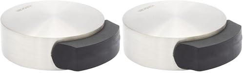 WAGNER Design-Boden-Türstopper SCREW OR GLUE/Schrauben oder Kleben - Durchmesser Ø 50 x 55 x 17 mm, Metall gebürstet, Edelstahloptik, thermoplastischer Kautschuk, Designpreis - 15511111