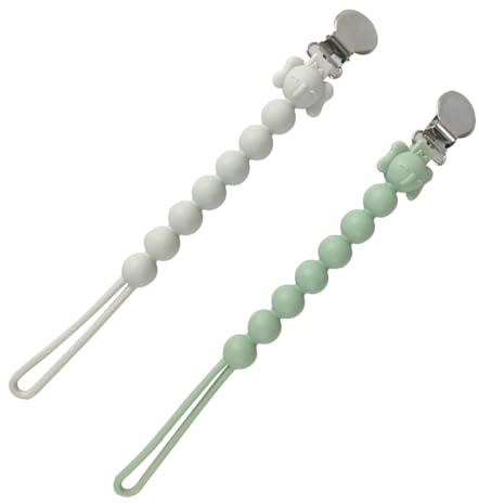 GXGM 2 Pezzi Catenella Portaciuccio Silicone Ciuccio Clips Catena Succhietto per Ragazzi Ragazze Regalo Nascita Battesimo Baby Compleanno Natale